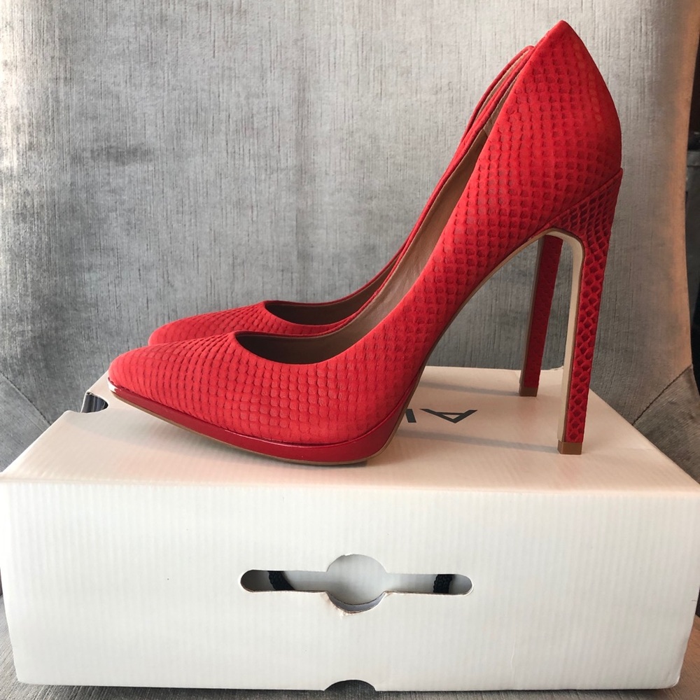 Aldo Kristina Red Suede Print Pumps